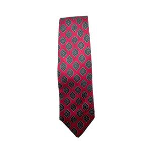 Vintage Halston III 100% Italian Silk Red Medallion Tie